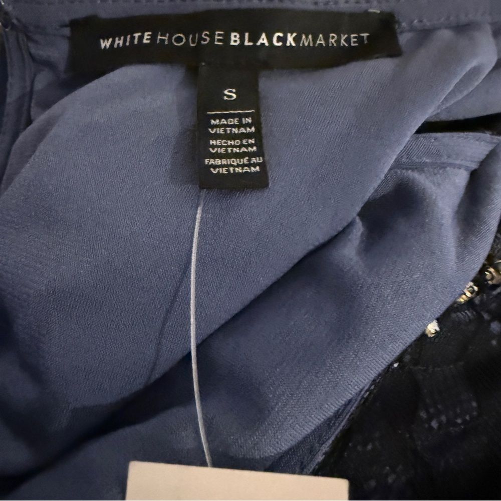 NWT White House Black Market Navy Lace Embellished Top Sz S - Picture 6 of 7